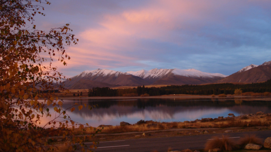 Neuseeland Sonnenuntergang Southern Alps