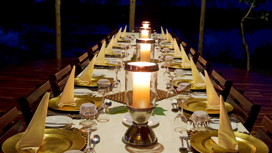 Botswana Okavango Delta Kwando Lagoon Camp Dinner