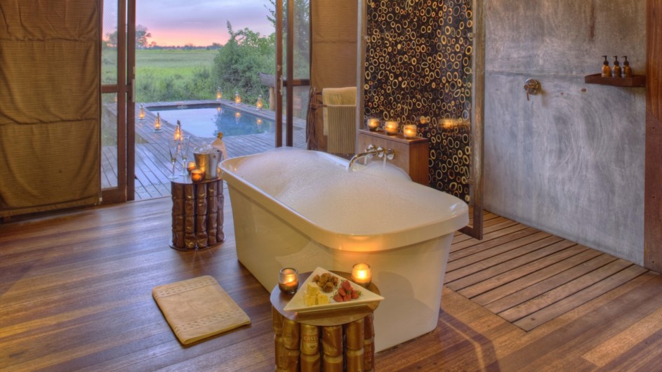 Botswana Okavango Delta Xudum Lodge Badezimmer