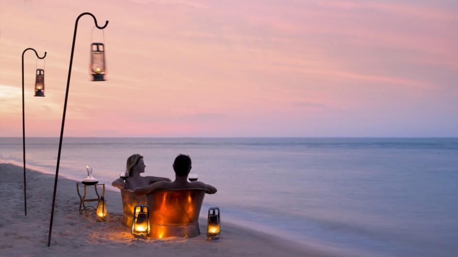 Mozambique Benguerra Island Lodge Badewanne am Strand