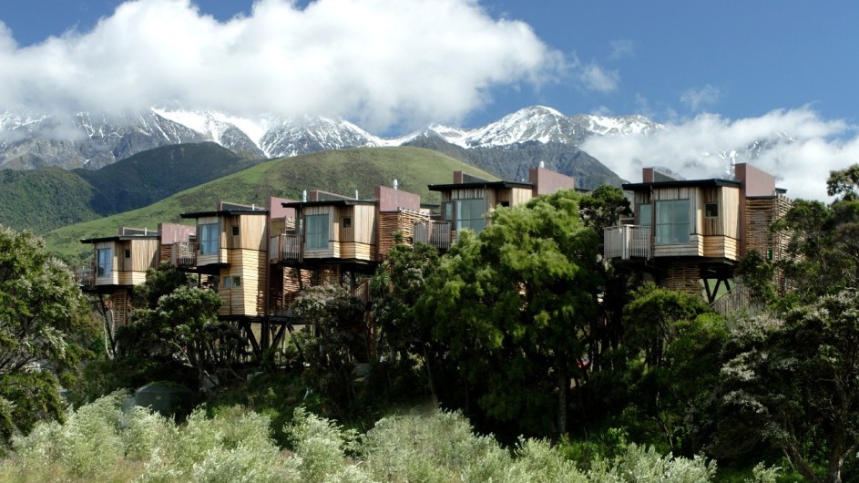 Neuseeland Kaikoura Hapuku Lodge Ansicht Baumhäuse