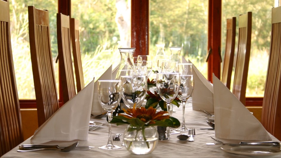 Südafrika Addo Nationalpark Woodall Country House Dinner Tisch