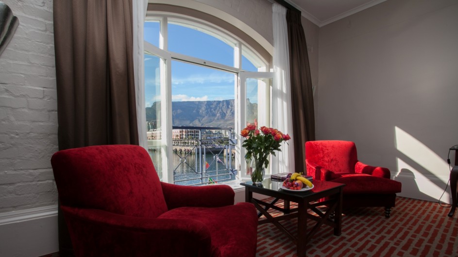 Südafrika Kapstadt Victoria & Alfred Hotel Zmmer mit Aussicht auf den Tafelberg