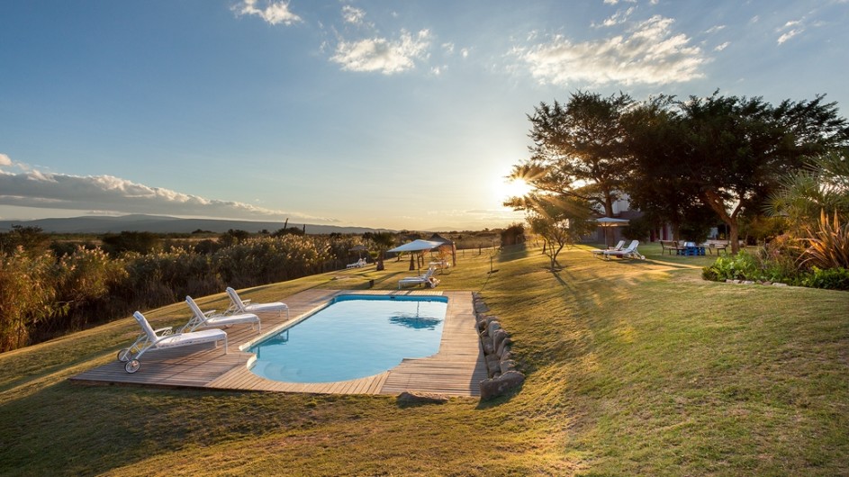 Südafrika Oudtshoorn De Zeekoe Fästefarm Pool