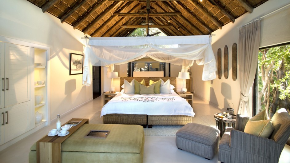 Südafrika Sabi Sand Game Reserve Lion Sands River Lodge Schlafzimmer