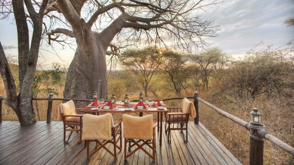 Tanzania Tarangire Nationalpark Sailia Olivers Camp Dinner Terrasse