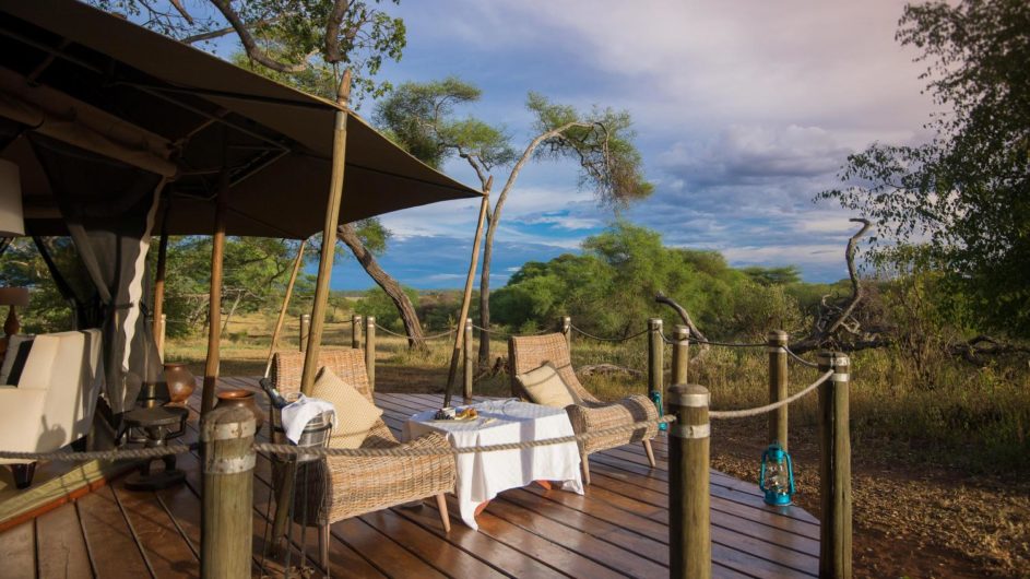 Tanzania Tarangire Nationalpark Sanctuary Swala Camp Zimmer Terrasse